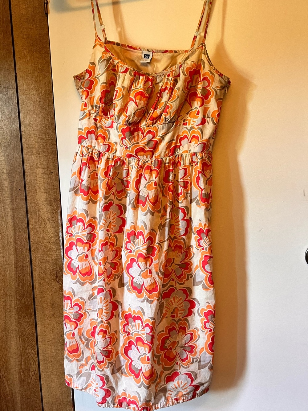 GAP Floral Spaghetti-Strap Sundress - Pink, Orange, Cream